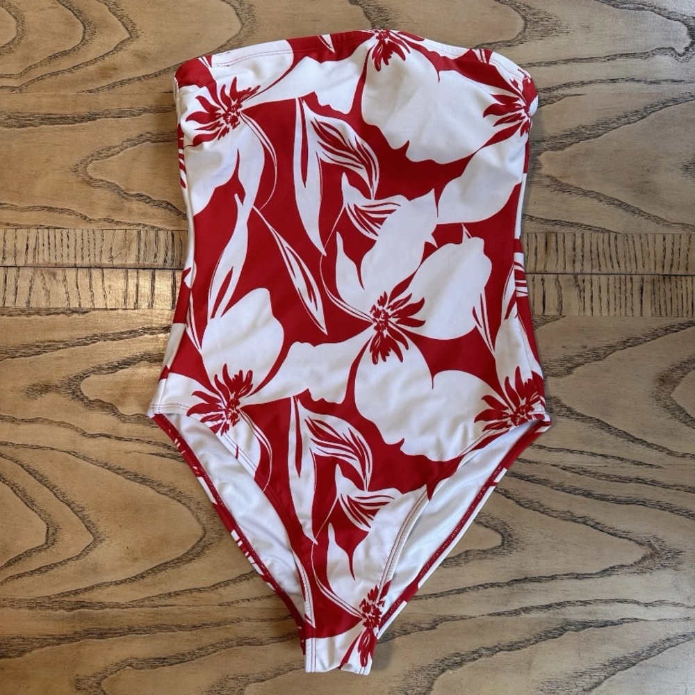 Sun and shade coral red and white new one piece